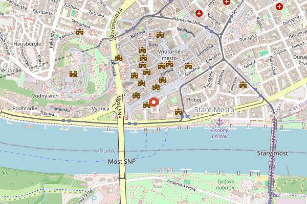 Map showing Sky Bar and Restaurant in Bratislava