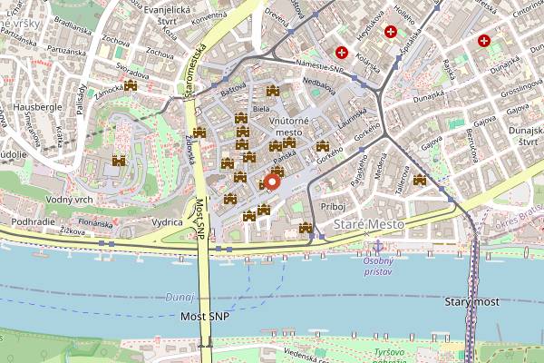 Map showing Zylinder Cafe and Restaurant in Bratislava