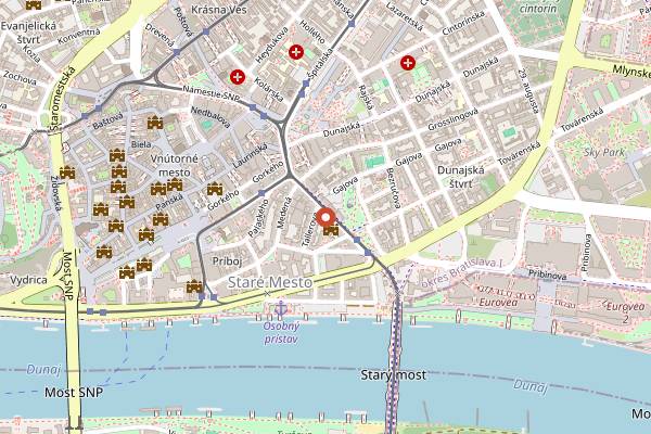Map showing Bratislava Chimney Cake in Bratislava