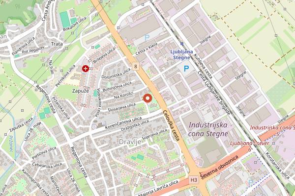 Map showing Pekarna Jamnik in Ljubljana