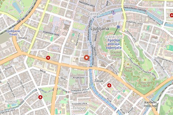 Map showing Wine Bar Suklje in Ljubljana
