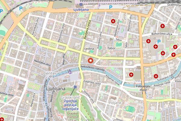 Map showing Tektonik Kraft Pivovarna in Ljubljana
