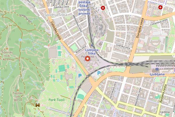 Map showing Pivovarna Union in Ljubljana