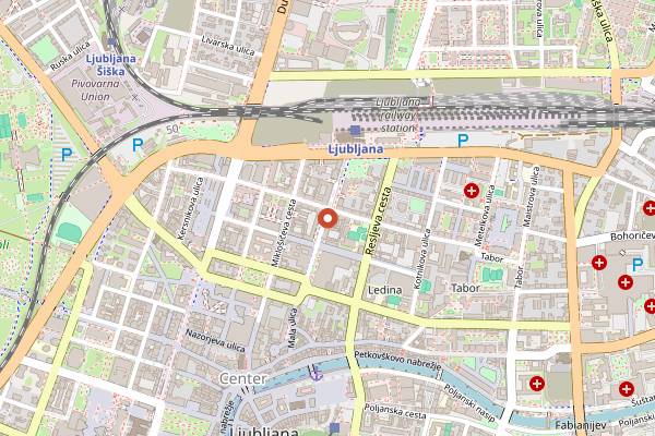 Map showing Organic Garden in Ljubljana