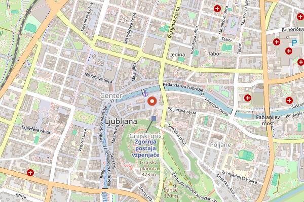 Map showing Central Market produce shopping in Ljubljana