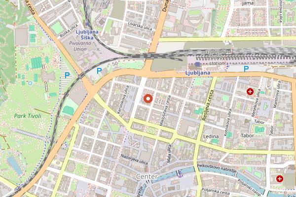 Map showing Pizzerija Pod kostanji in Ljubljana