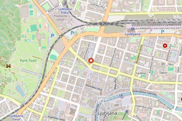 Map showing R&B Cafe Roasters in Ljubljana