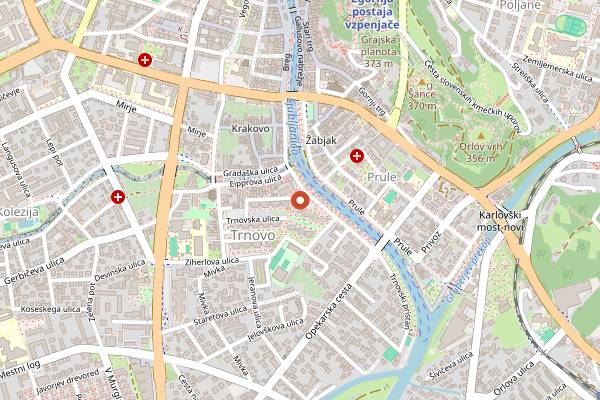 Map showing Gostilna Trnovski Pristan in Ljubljana