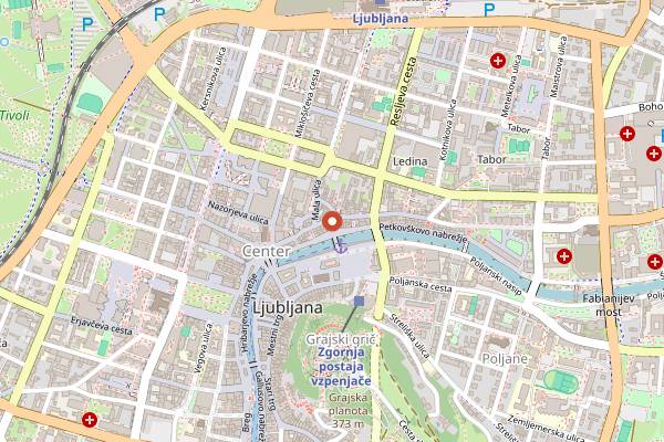 Map showing Kava Cas in Ljubljana