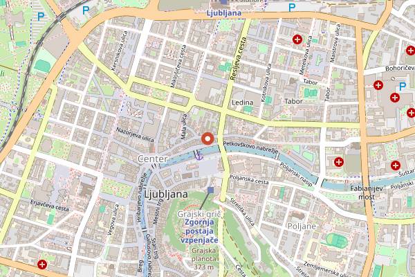 Map showing Culinary Slovenia workshops in Ljubljana