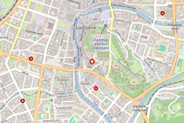 Map showing Crno Zrno in Ljubljana