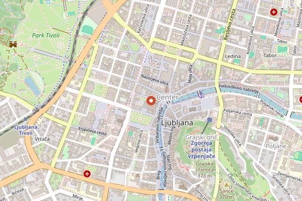 Map showing Cutty Sark Pub in Ljubljana