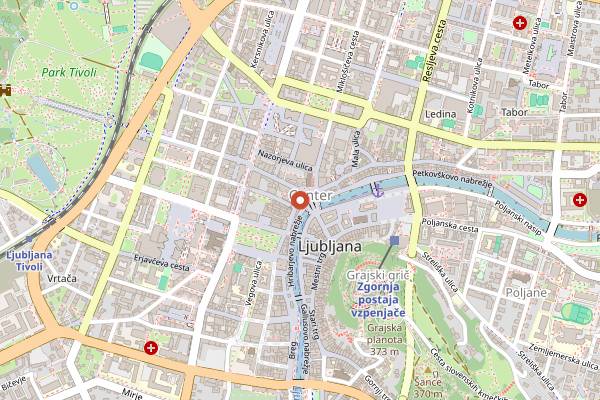 Map showing Olimpija Burek in Ljubljana