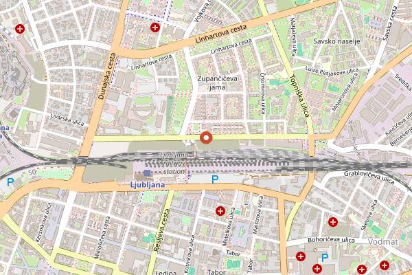 Map showing Bezigrad farmers' market in Ljubljana