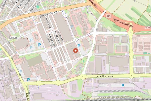 Map showing BTC Tržnica in Ljubljana