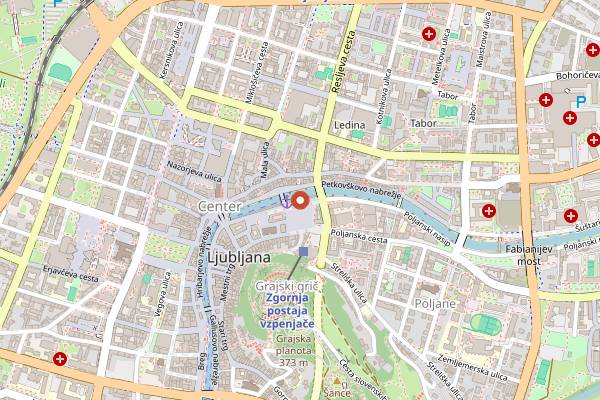 Map showing DobraVaga Art Gallery (market level) in Ljubljana