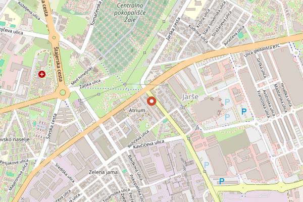 Map showing Moste farmers' market in Ljubljana