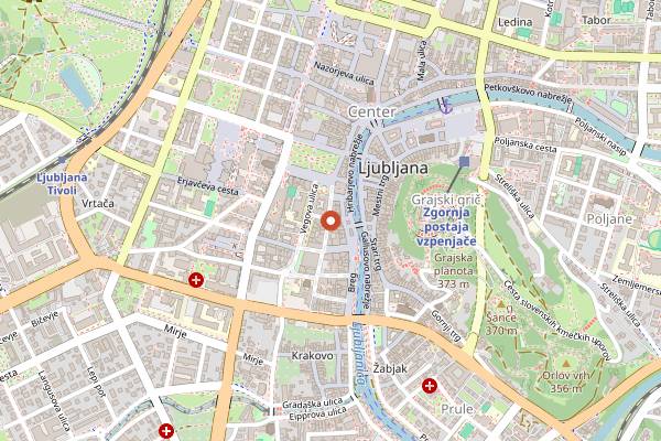 Map showing Kolibri Cocktail Bar in Ljubljana