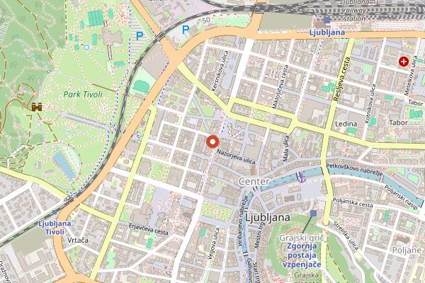 Map showing Neboticnik in Ljubljana