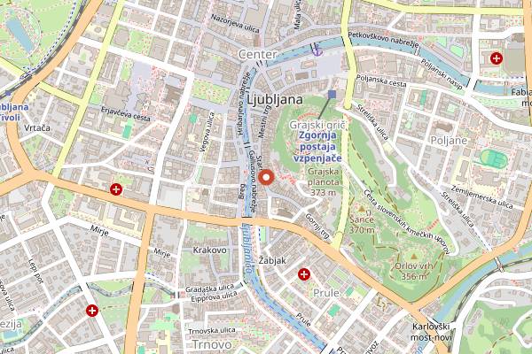 Map showing Ja, pr' Lectar in Ljubljana