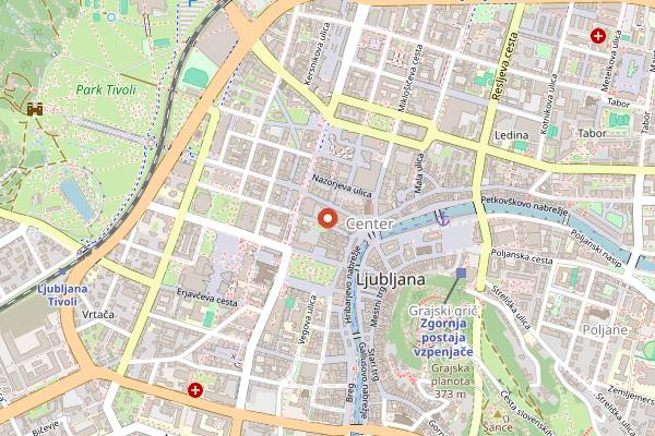 Map showing JAZ by Ana Ros in Ljubljana