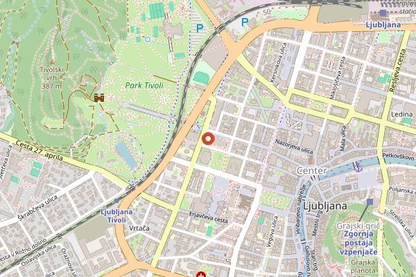Map showing Pen Klub in Ljubljana