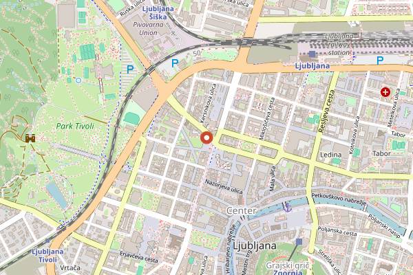 Map showing Slovenska hisa Figovec in Ljubljana