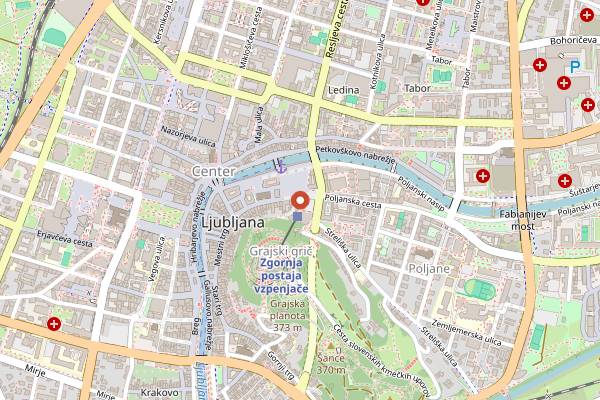 Map showing Vodnikov Hram in Ljubljana