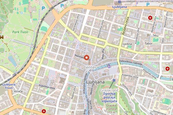 Map showing Hood Burger in Ljubljana