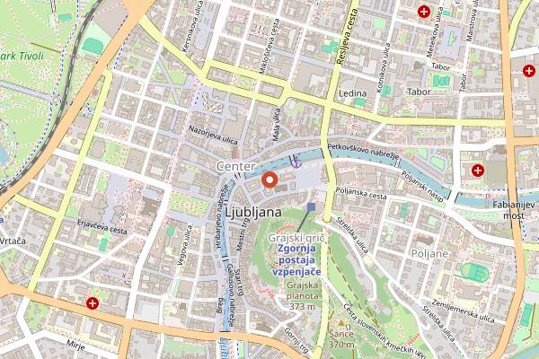 Map showing Pivo & Burger Fest stands in Ljubljana