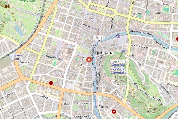 Map showing Vinoteka Dvor in Ljubljana