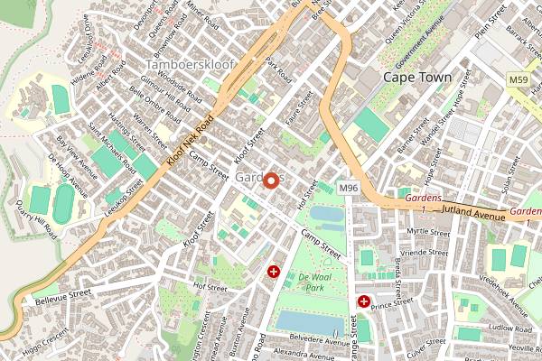 Map showing Oswald's Bakery in Cape Town