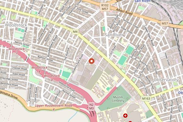 Map showing Woodstock Bakery in Cape Town