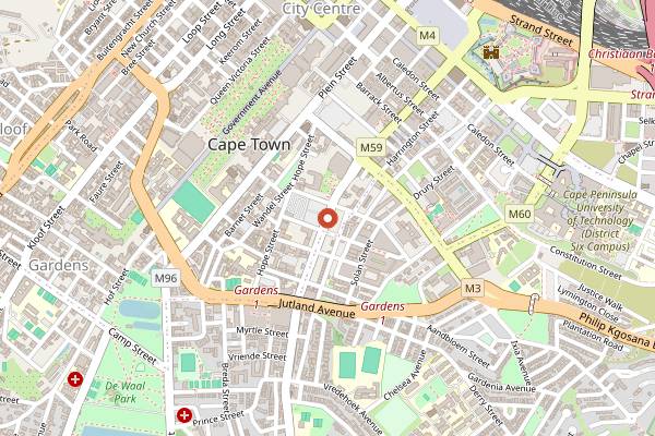 Map showing Perseverance Tavern in Cape Town