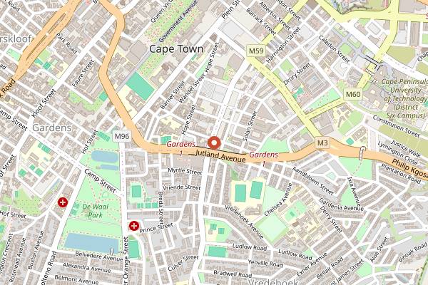 Map showing Deluxe Coffeeworks (Gardens) in Cape Town