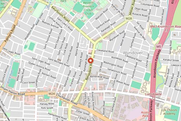 Map showing Starlings Cafe in Cape Town