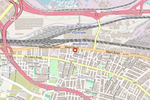 Map showing Cedar Coffee Roasters in Cape Town