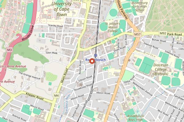 Map showing Govinda's Natural Food Cafe in Cape Town