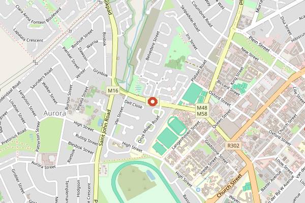 Map showing Oatlands Cafe in Cape Town