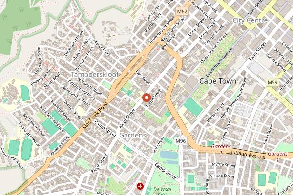 Map showing Yours Truly in Cape Town