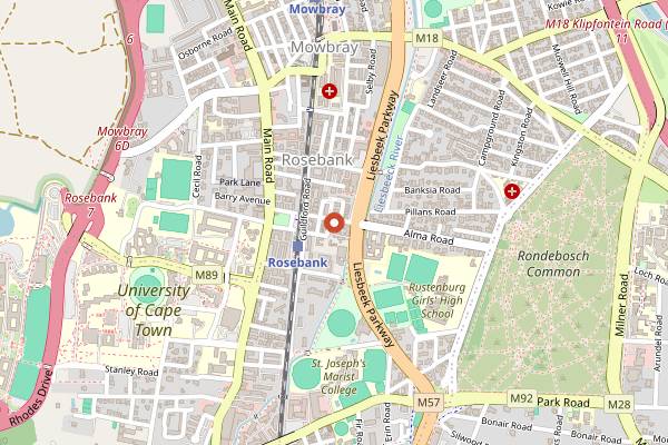 Map showing The Alma Cafe in Cape Town