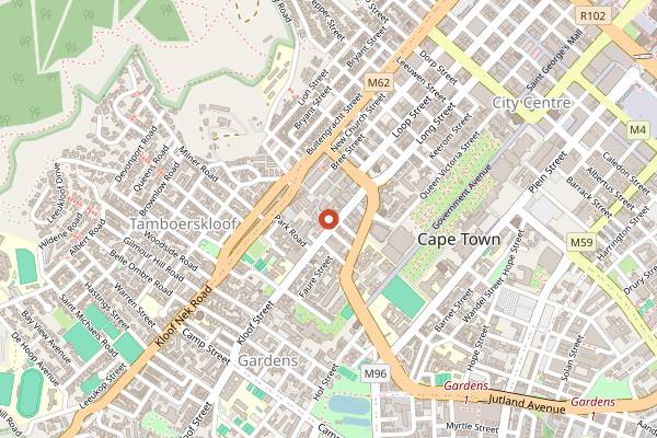 Map showing Kloof Street House in Cape Town