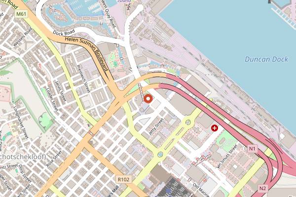 Map showing Peach Tree Restaurant in Cape Town