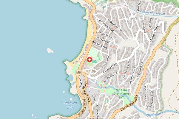 Map showing Beach Buns in Cape Town