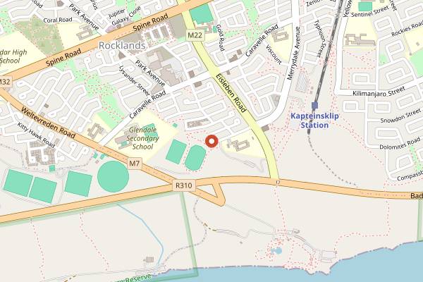 Map showing The Hood Kitchen in Cape Town