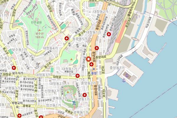 Map showing Baekgudang in Busan