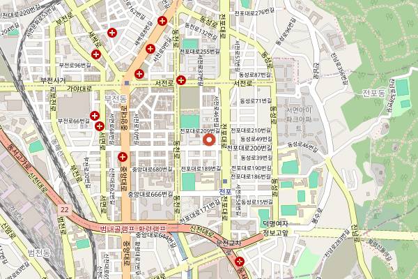 Map showing Upper East Bakery in Busan