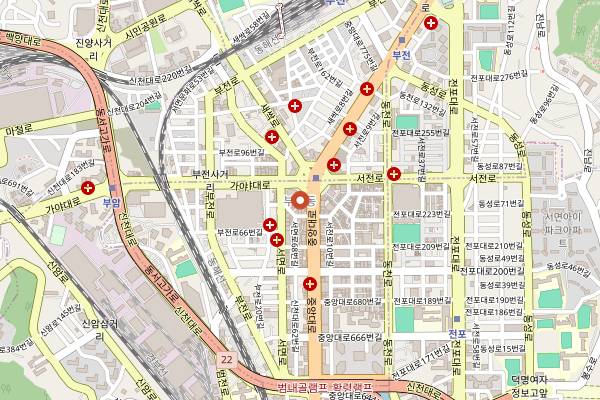 Map showing Display in Busan