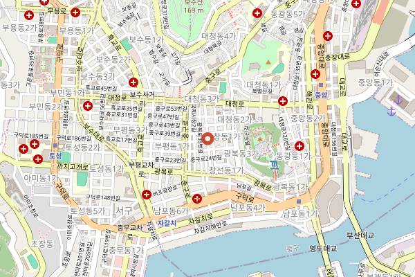 Map showing Sinchang Toast in Busan