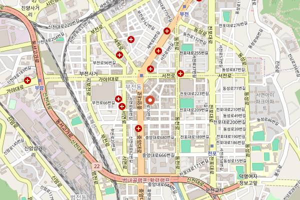 Map showing Blackup Coffee Seomyeon in Busan